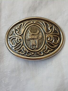 Avon Silver Tone Saddle Belt Buckle